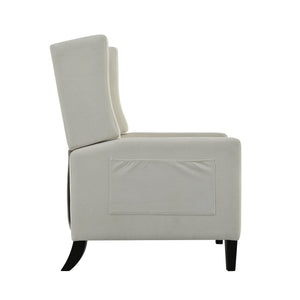 English Elm Manual WingBack Recliner Chair with Foldable Side Table, USB Charging, Solid Wood Frame Comfort Beige W680P236050