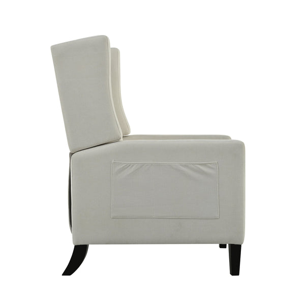 English Elm Manual WingBack Recliner Chair with Foldable Side Table, USB Charging, Solid Wood Frame Comfort Beige W680P236050