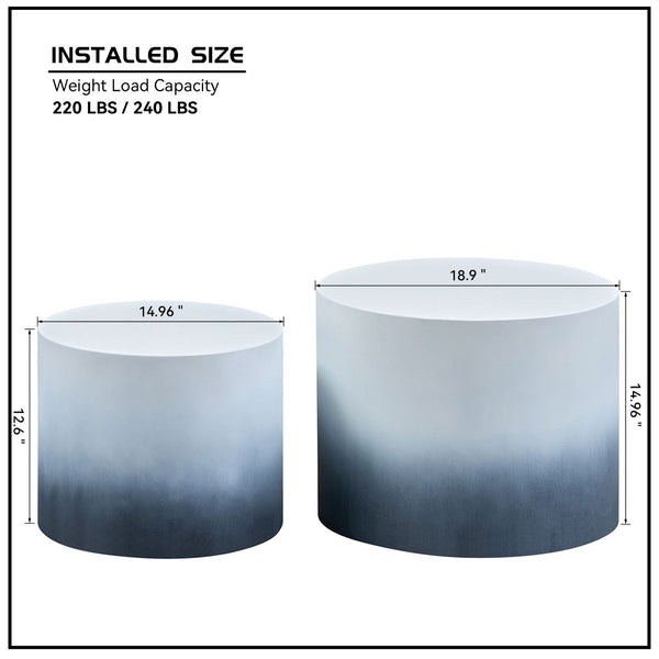 English Elm Mdf Nesting Table Set of 2 Two-tone Geometric Modern Living Room Accent Pair W876P309992