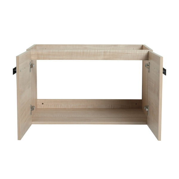 English Elm 30 Inch Floating Vanity Cabinet with Resin Sink, Soft-Close Doors, Spacious Storage for Small Baths W999P195824