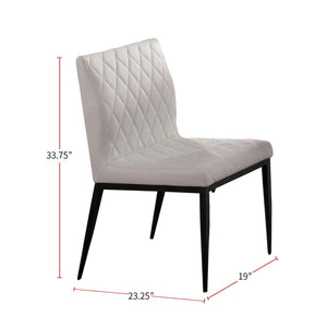 English Elm Ivory Diamond-Stitched Leatherette Dining Chairs Set of 2 — Padded Seats, Black Metal Frame, Contemporary Comfort B011P214980