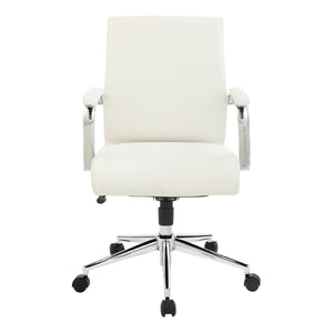 OSP Home Furnishings High Back Ergonomic Manager Chair with Antimicrobial Fabric Chrome Arms and Lumbar Support Mid Snow 920351C-R101