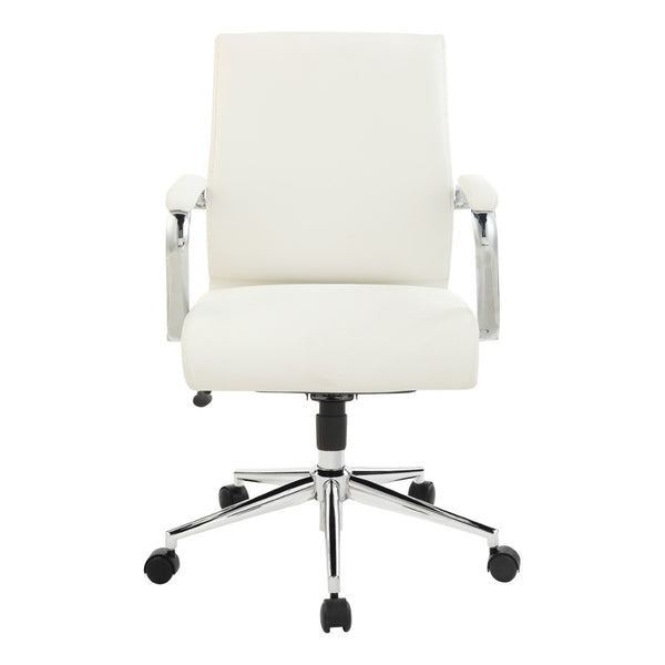 OSP Home Furnishings High Back Ergonomic Manager Chair with Antimicrobial Fabric Chrome Arms and Lumbar Support Mid Snow 920351C-R101