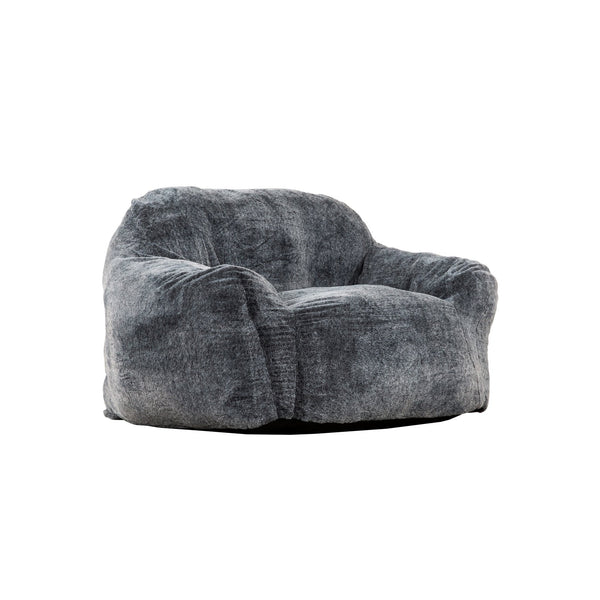 English Elm Modern Tore Lounger Faux Fur Memory Foam Bean Bag with Armrests, Plush Blue-Gray Chair for Relaxation and Gamingcomfort B011P204484