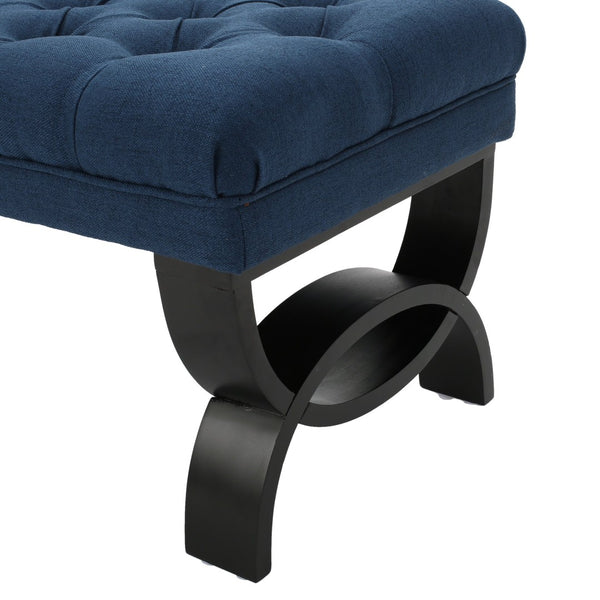 English Elm Hilton Tufted Upholstered Bench Ottoman with Diamond Stitching and Vintage Curved Legs 54743.00DBL