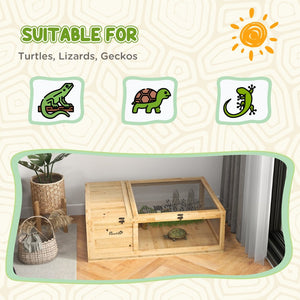 English Elm Pawhut Wooden Tortoise House - Versatile Indoor/Outdoor Habitat For Turtles, Lizards & Geckos W2225P200653-GIGA