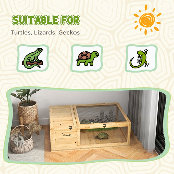 English Elm Pawhut Wooden Tortoise House - Versatile Indoor/Outdoor Habitat For Turtles, Lizards & Geckos W2225P200653-GIGA