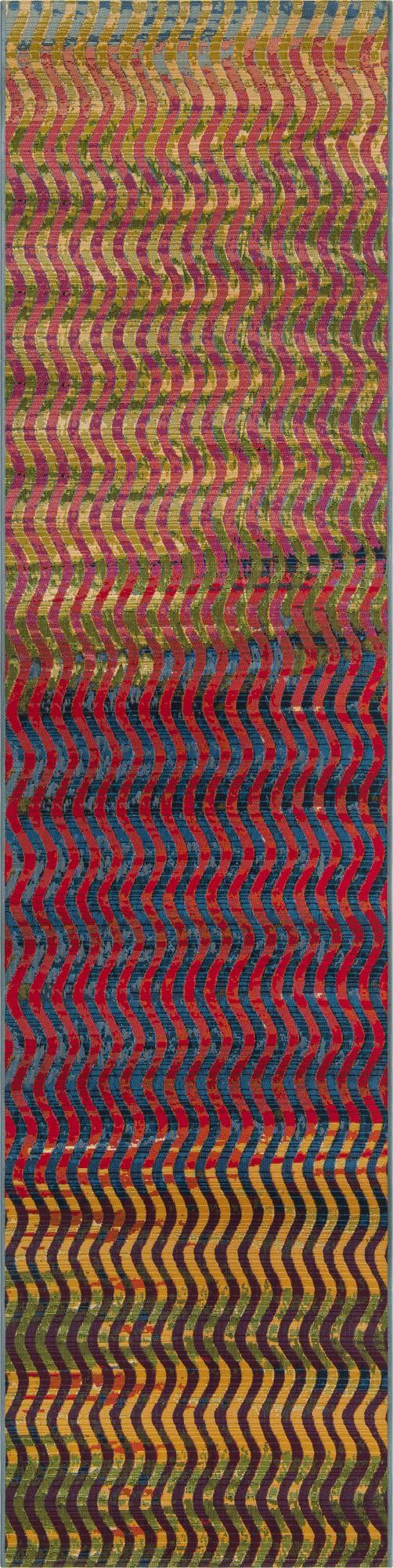 Unique Loom Outdoor Modern Wavy Machine Made Geometric Rug Multi, Beige/Blue/Brown/Cream/Green/Red/Navy Blue/Olive/Orange 2' 7" x 12' 0"