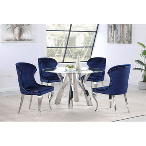 English Elm Daphne Velvet Wingback Dining Chairs with Nailhead Trim and Cabriole Legs Set of 2 Inky Blue B062S01464