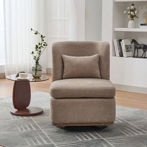 English Elm 25.2 Wide Modern Chenille Cushioned Armless Swivel Accent Chair with Pillow, Metal Base, Pocket Spring Comfort taupe W3118P253947