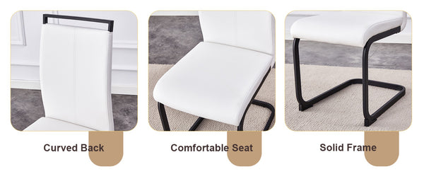 English Elm Table And Chair Set - Modern Grey Marble Mdf Dining Table With Metal Frame & 4 White Pu Chairs W1151S02685-GIGA