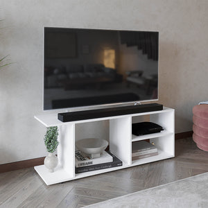 English Elm Goodwood Minimalistic TV Stand with 5 Open Shelves for Up to 60" TVs — Stylish, Sturdy Media Console White 50 L x 15 W x 3 H B200P235843