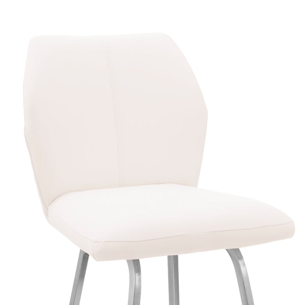 English Elm Mirano Modern White Faux Leather Bar Stool With Brushed Stainless Steel Frame - Stylish Comfort & Versatility B2736P268598