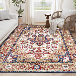 English Elm Area Rug 6X9 Vintage Bohemia Floral Design - Machine Washable, Non-Slip, Perfect For Any Room W2907P265124
