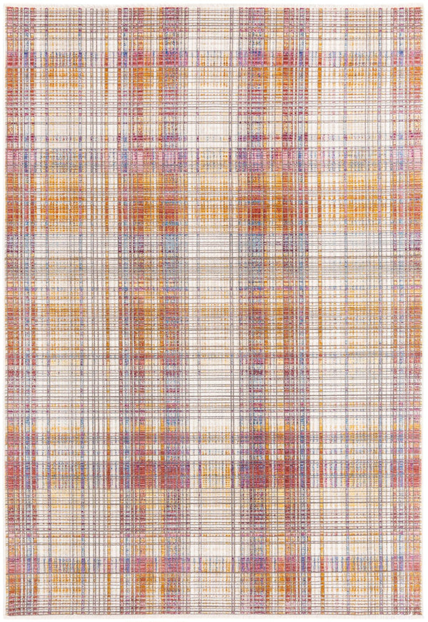 Unique Loom Deepa Gingham Machine Made Geometric Rug Multi, Blue/Yellow/Pink/Peach/Purple/Ivory/Light Blue/Light Brown/Light Green/Light Salmon 6' 1" x 8' 10"