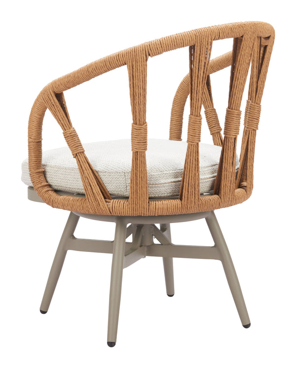 Zuo Modern Safal Swivel Dining Chair - Stylish Multicolor Design With Durable Outdoor Fabric & Rattan Weave Multicolor 100% Polyester,Aluminum,100% Polyethylene 704142-zuo-modern