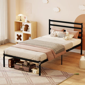 English Elm Bunk Bed Twin Over Heavy Duty Iron Frame with Guardrail for Teens and Adults W3752P464700