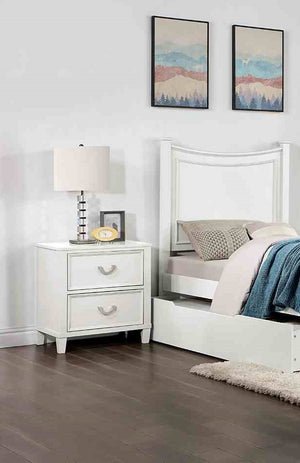 English Elm Transitional Nightstand with Dovetail Drawers and Chrome Pulls — Solid Wood Molding Accent, Smooth Glides White 22 L x 22 W x 20 H B2741P406259