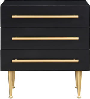 English Elm Modern White Nightstand with Gold Accents and Soft-Close 3 Drawers — Chic Wooden Bedside Table Black+Gold 27 L x 21 W x 21 H B011P353751