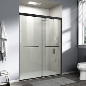 English Elm 56" Frameless Sliding Shower Door Tempered Glass Soft Close Matte Hardware Alcove Fit W1920P385320