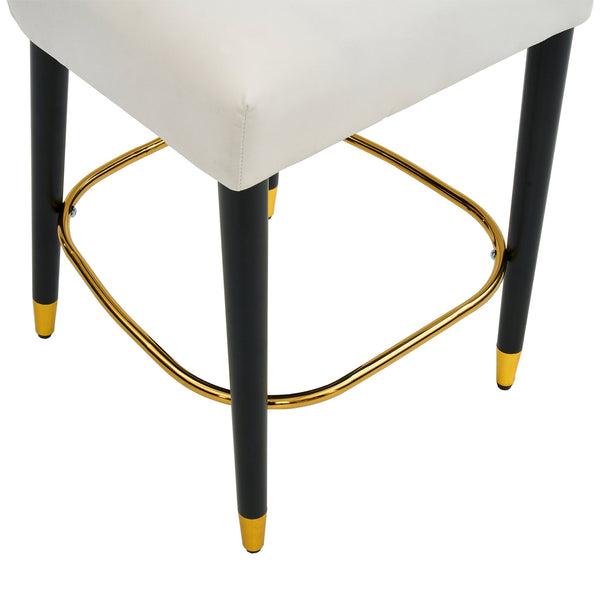 English Elm Christopher Knight Home® - 27inch-counterstool, modern rubberwood frame with light fabric upholstery, gold circular footrest accent Beige N780P224409B