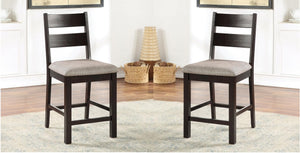 English Elm Dining Chairs Set of 2 Espresso Frame with Light Gray Padded Fabric Seats Ladder Back Transitional Dining B011P291549