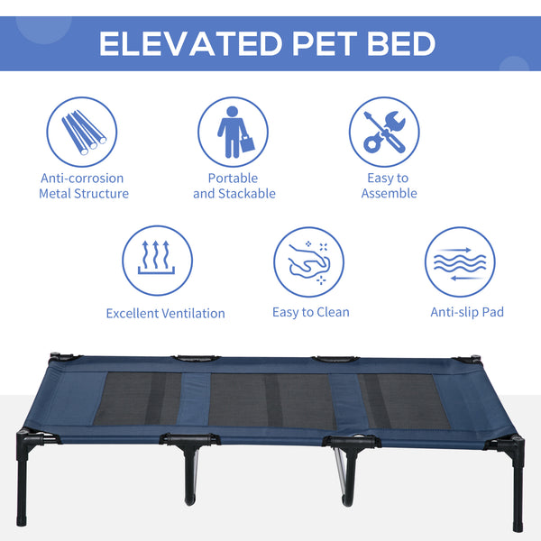 English Elm PawHut Heavy Duty 43" Steel Dog Crate with Wheels, Removable Tray, Top Access & Foldable Bowl Holder Dark Blue W2225P217563