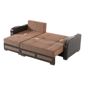 English Elm Primenest Azura Convertible Sectional Sofa With Hidden Storage And Cozy Sleeper Feature, Brown Chenille B030P305117-GIGA