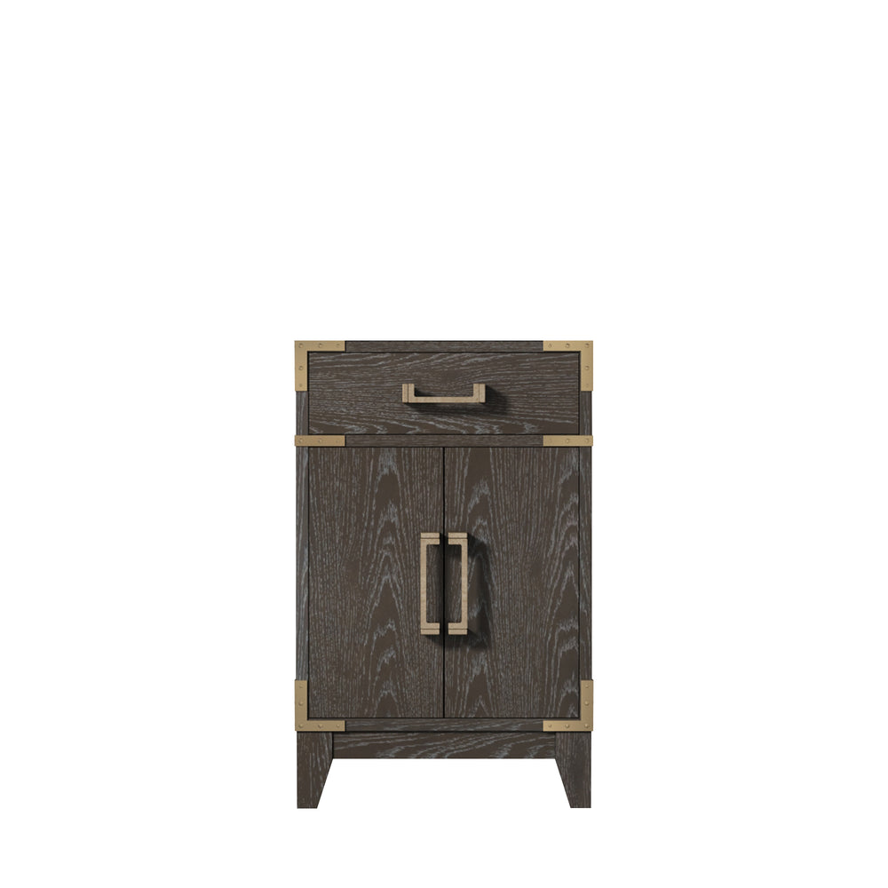 English Elm Brown Oak Single Bath Vanity - Elegant 20" Modern Design With Soft-Close Hinges & Ample Storage B2731P259728