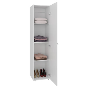 English Elm Deftones Tall Narrow Wenge Cabinet Four Shelves Slim Floor to Ceiling Bedroom Storage B128P485416