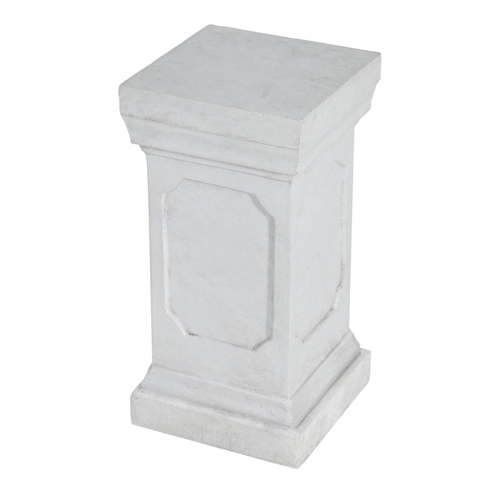 English Elm Christopher Knight Home® - 19.25'' Classic Square Flower Stand Pedestal in Antique White – Durable MGO Plant Display, No Assembly Needed N772P334166W