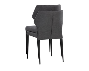 Sunpan James Stackable Dining Chair Set of 2 - Stylish Faux Leather with Unique Backrest Design, Modern Charm City Grey