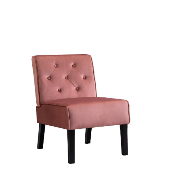 English Elm Reese 53" Armless Button Tufted Accent Chair Set of 2 with Velvet Upholstery, Curved Back Comfort Rose B2735P271026