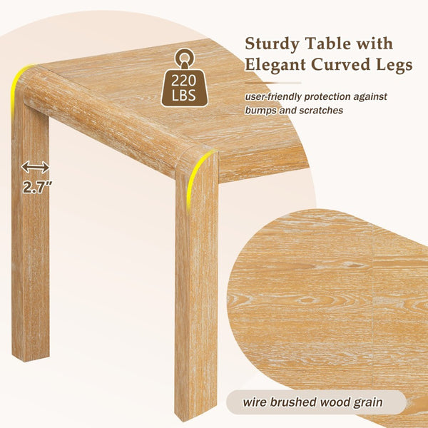 English Elm Trexm Rustic Oak Extendable Dining Set with Upholstered Chairs Bench Seats 6 Natural ST000154AAN