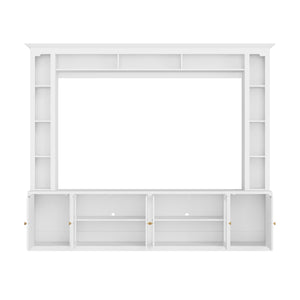 English Elm 4-Piece Modern Entertainment Center Wall Unit with Tempered Glass Doors, Adjustable Shelves, Designer Bridge and Cable Management for Spacious Living Room Storage White N721S000052K