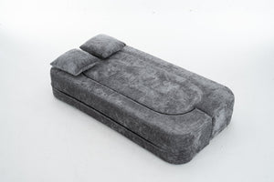 English Elm 3 Seater Convertible Sofa Bed with Chenille Upholstery and High-Density Sponge for Superior Comfort and Support Grey T3903P379835