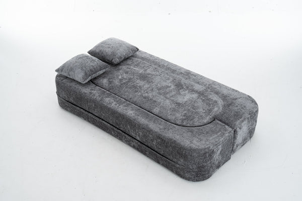 English Elm 3 Seater Convertible Sofa Bed with Chenille Upholstery and High-Density Sponge for Superior Comfort and Support Grey T3903P379835