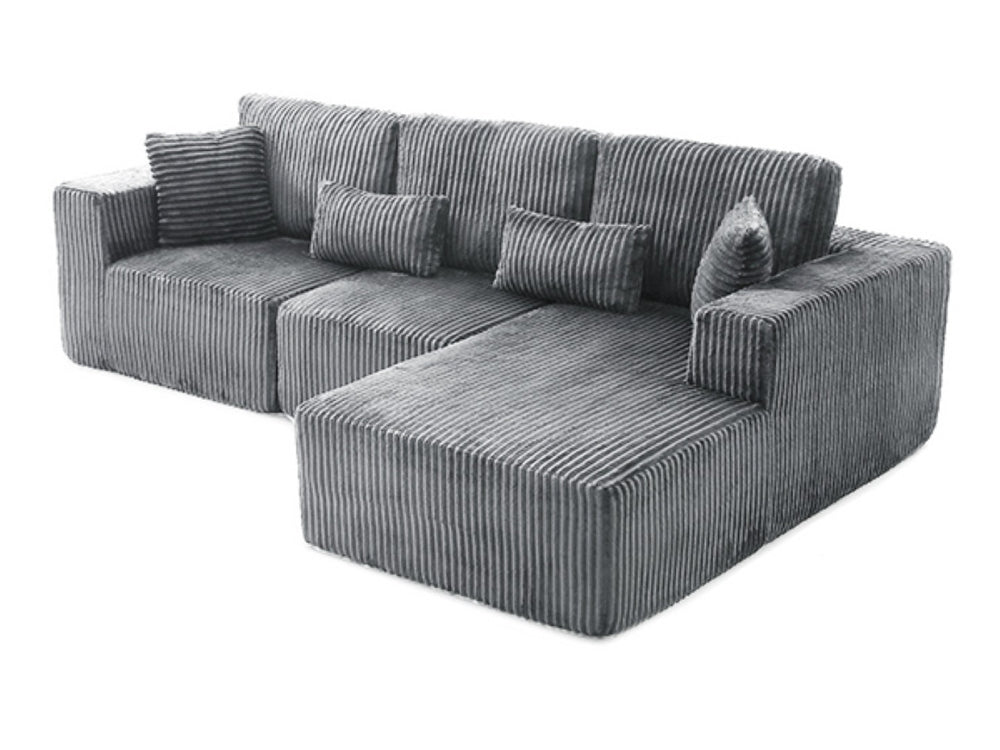 English Elm 107.5 Inch Modular Cloud Sectional Corduroy L-shaped Sofa Deep Seat Sleeper W2564S00118