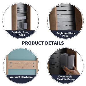 English Elm 12'' Wall Mounted Plywood Storage Cabinet Open Doorless Design with Frosted Bins for Bath W999P470287