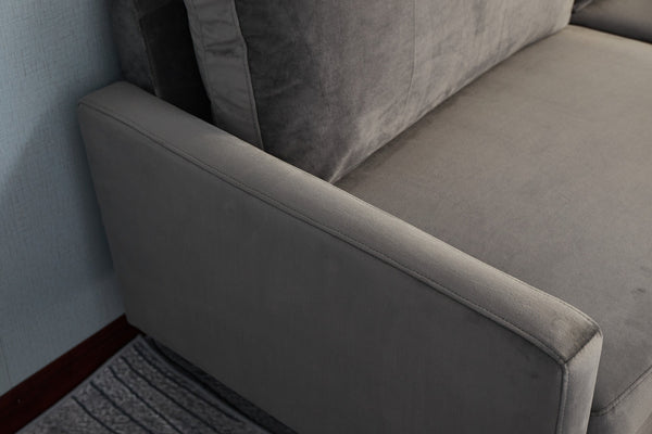 English Elm LOVESEAT,GREY Plush Microfiber Two-Seater Sofa with High-Density Foam, Solid Wood Frame, Durable Comfort Gray B205P249002