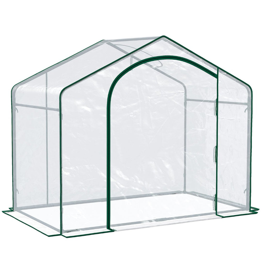 English Elm Outsunny 6' X 3' X 5' Walk-In Greenhouse With Pvc Cover, Zippered Door, Steel Frame For Year-Round Growth W2225P174456-GIGA