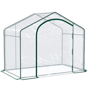 English Elm Outsunny 6' X 3' X 5' Walk-In Greenhouse With Pvc Cover, Zippered Door, Steel Frame For Year-Round Growth W2225P174456-GIGA