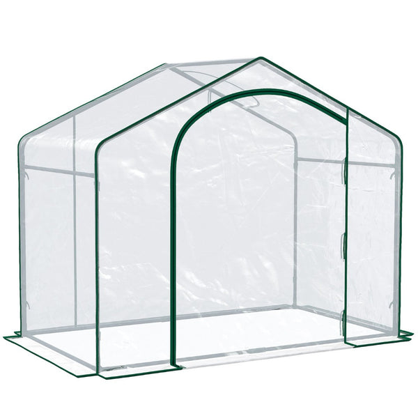English Elm Outsunny 6' X 3' X 5' Walk-In Greenhouse With Pvc Cover, Zippered Door, Steel Frame For Year-Round Growth W2225P174456-GIGA