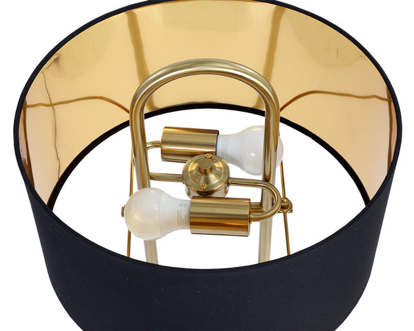 Sunpan Kezna Table Lamp - Elegant Black Marble Base With Matte Black Shade & Brass Accents For Modern Décor Black Fabric 109263