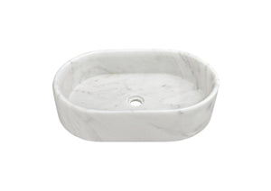 English Elm White Natural Marble Vessel Sink - Semi-Polished Elegance, Durable Design For Luxurious Bathrooms W1696P333273-GIGA
