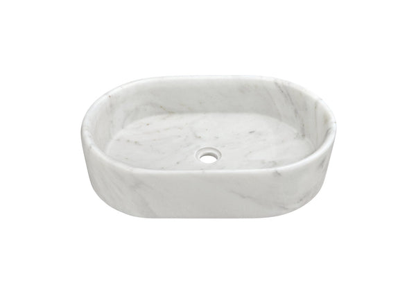 English Elm White Natural Marble Vessel Sink - Semi-Polished Elegance, Durable Design For Luxurious Bathrooms W1696P333273-GIGA