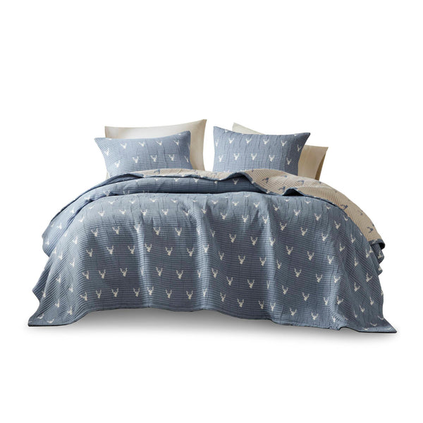 English Elm 3 Luxe Matelassé Coverlet Set Full/Queen with Two Standard Shams – Lightweight Polyester, Textured Elegance Blue 18.7 L x 14.76 W x 5.32 H B035P366538