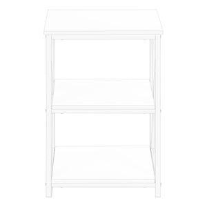 English Elm Accent 3-Tier Side Table with X-Frame Metal Base, Space-Saving End Table with Shelves for Living Room White 27 L x 20 W x 5 H B2710P219354