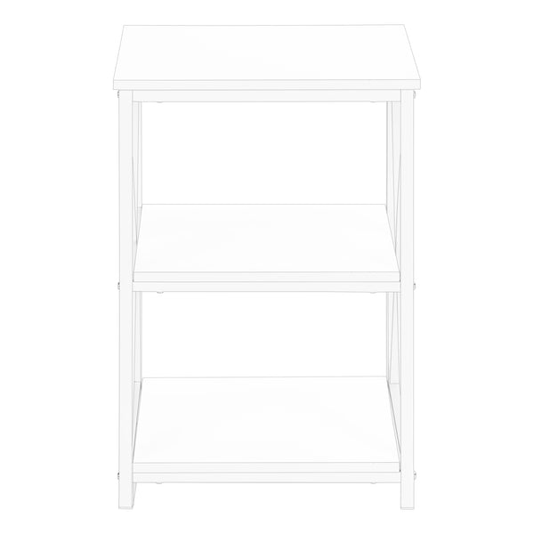 English Elm Accent 3-Tier Side Table with X-Frame Metal Base, Space-Saving End Table with Shelves for Living Room White 27 L x 20 W x 5 H B2710P219354