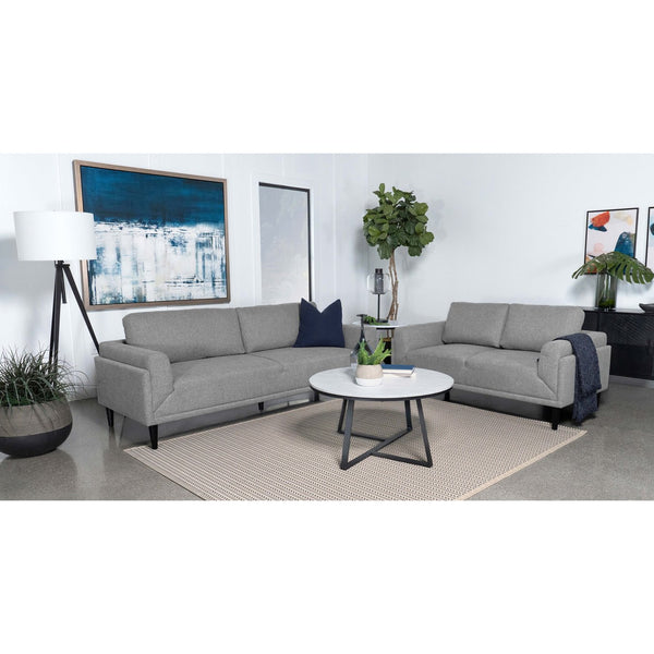 English Elm Andrena Grey 2-Piece Sofa Set - Modern Track Arm Design With Soft Upholstery & Supportive Seating B062S01238